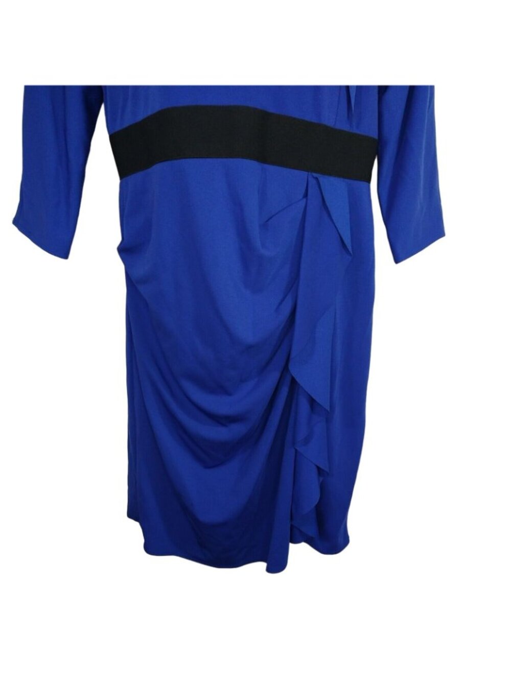 Kay Unger Sheath Dress Women Size 14 Blue 3/4 Sleeve Office Wedding Y2K FLAW - Picture 4 of 9